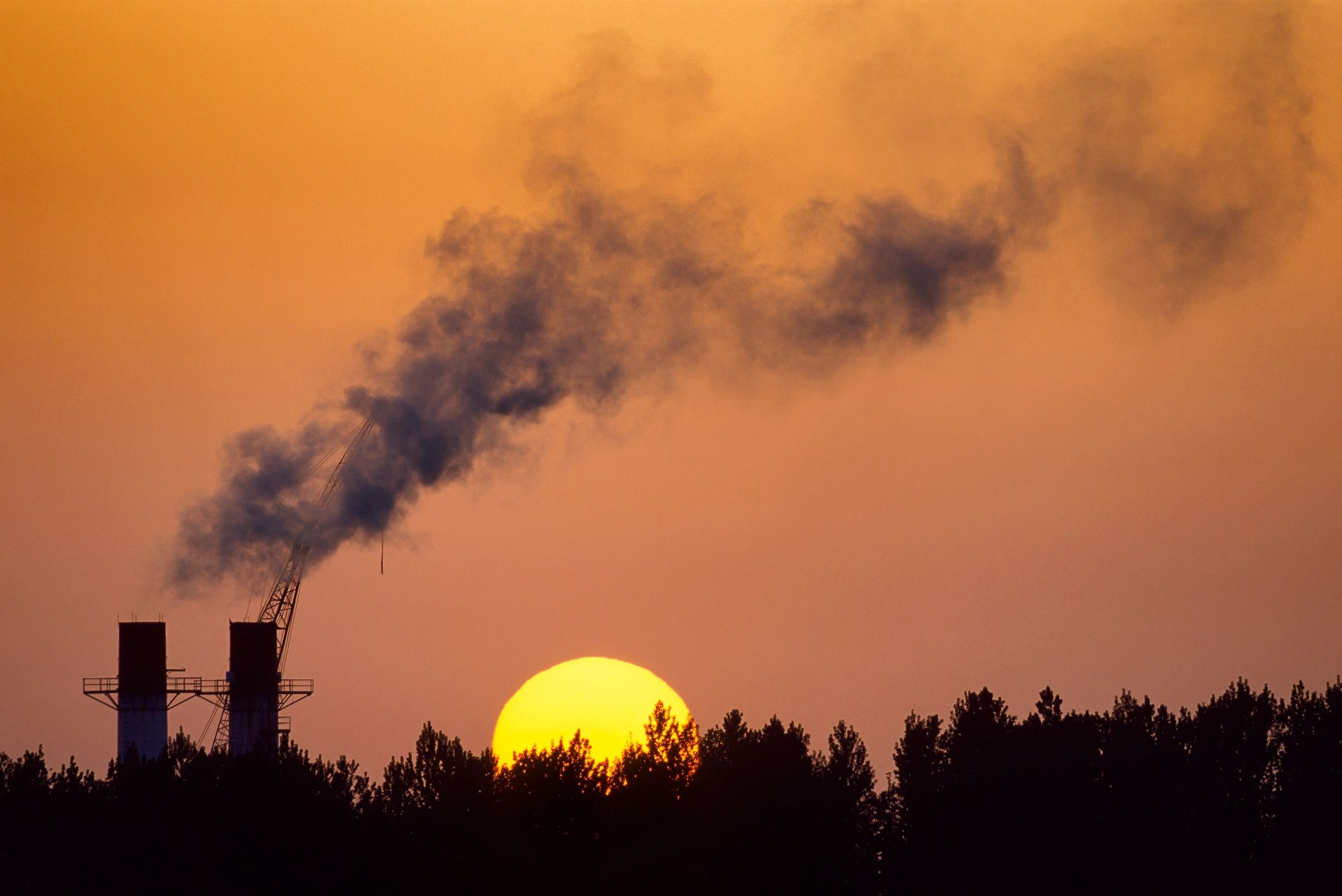 Industrial landscape in British Columbia at sunset